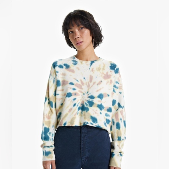 MOTHER The Loafer Crop Fray Sweatshirt Sz-L - Picture 1 of 8
